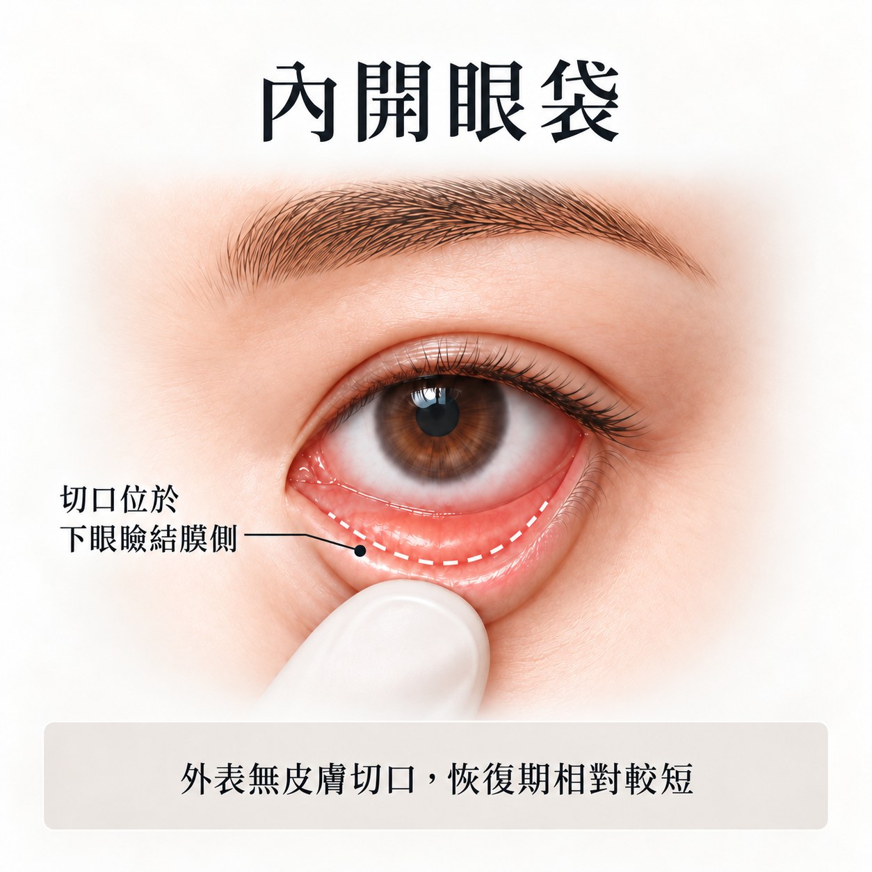 內開眼袋手術切口示意圖